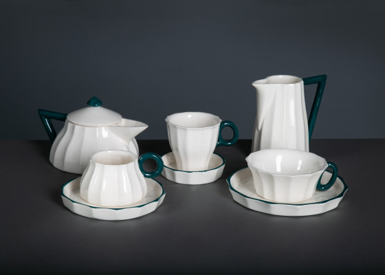 SET KÁVOVÝ A ČAJOVÝ, KANELOVÁNY  VLASTISALAV HOFMAN 1911-1912
